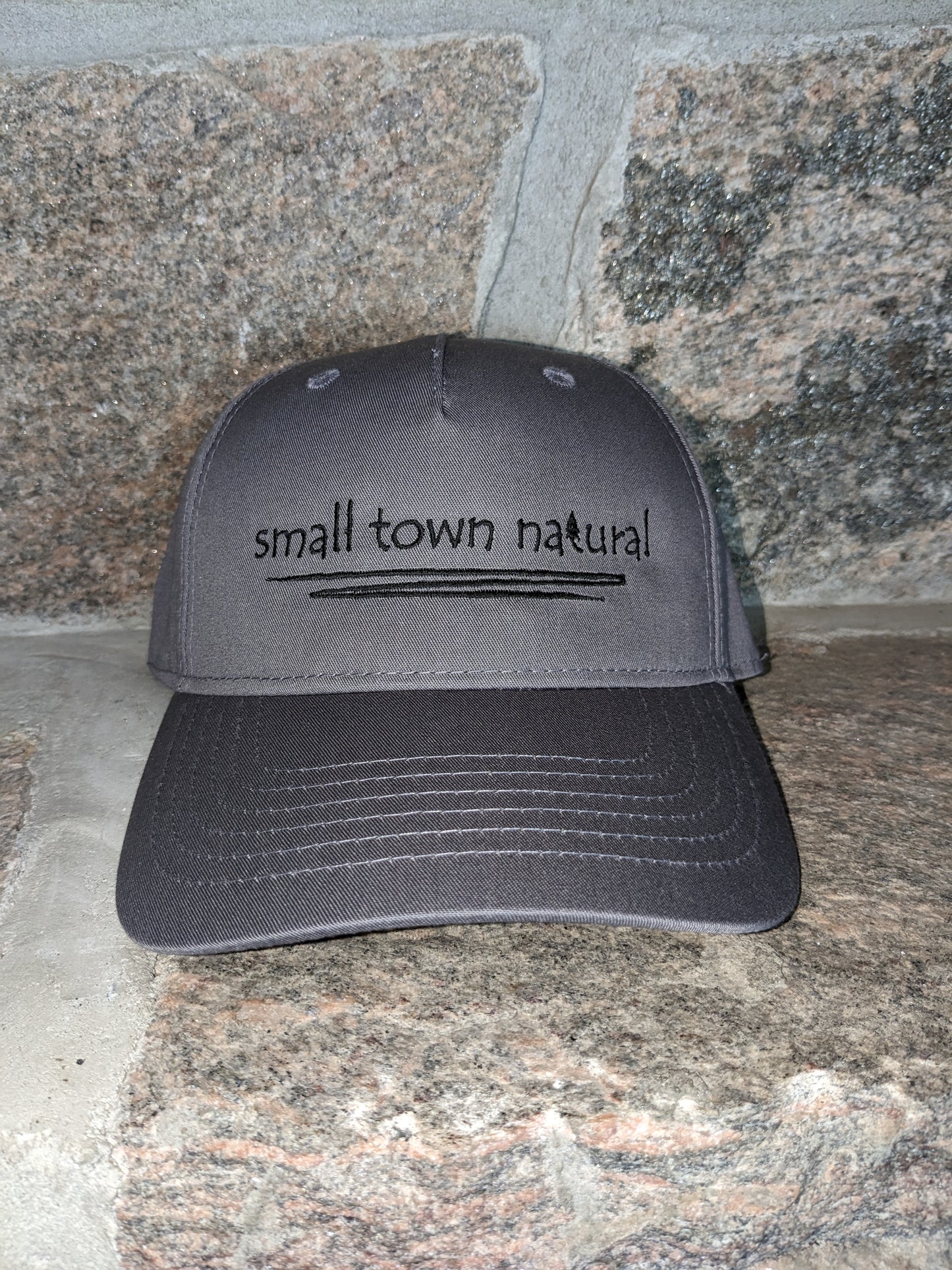 Hat 100% Cotton Small Town Natural medium grey reg curved peak