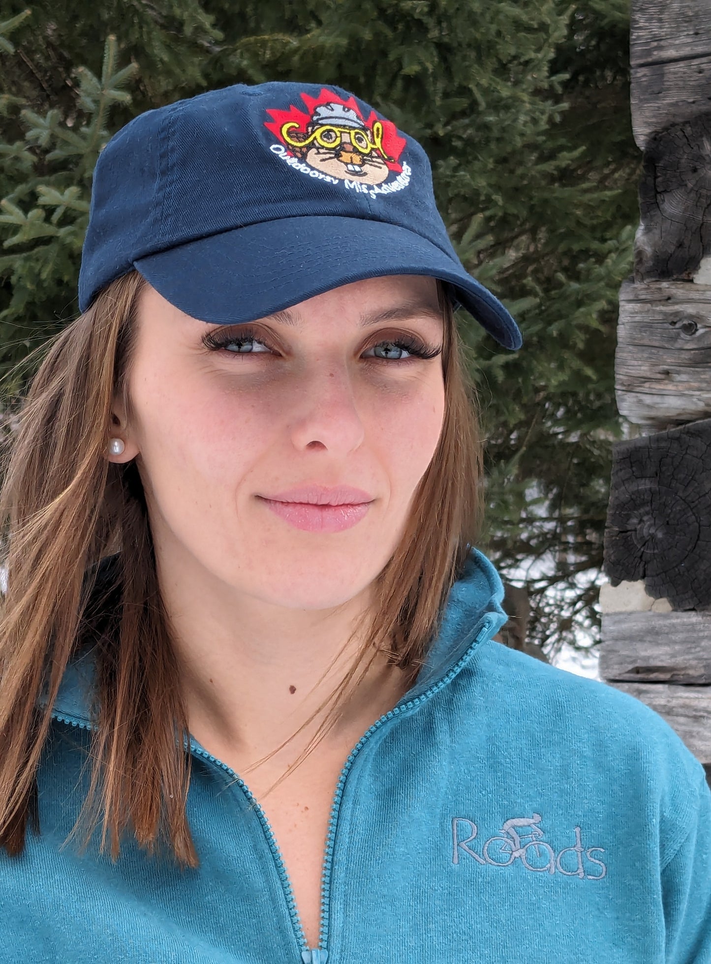 Hat 100% Cotton Outdoorsy Miss Adventures with Canadian beaver graphic reg curved peak