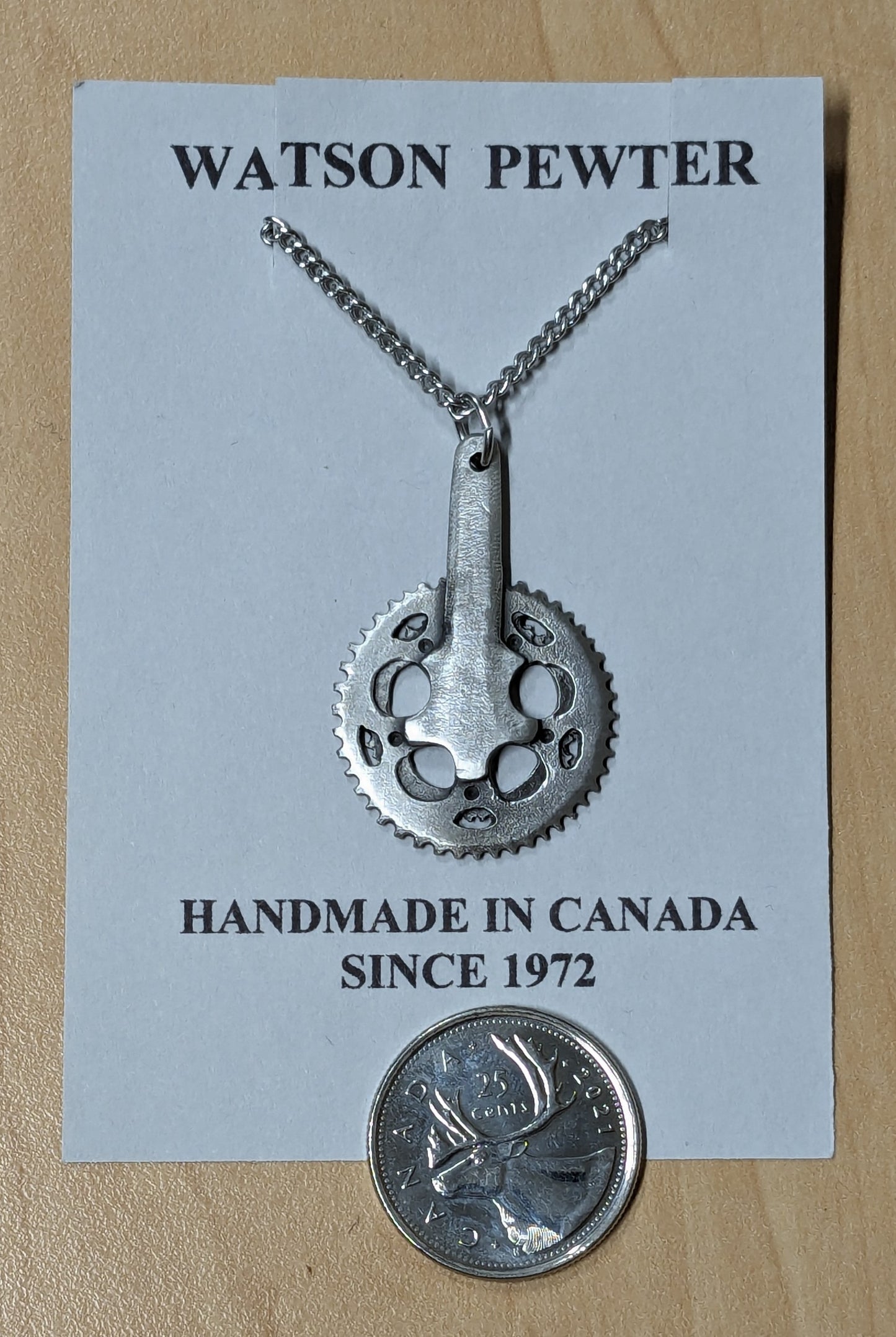 Necklace Pewter Chain Ring- cycling pendent