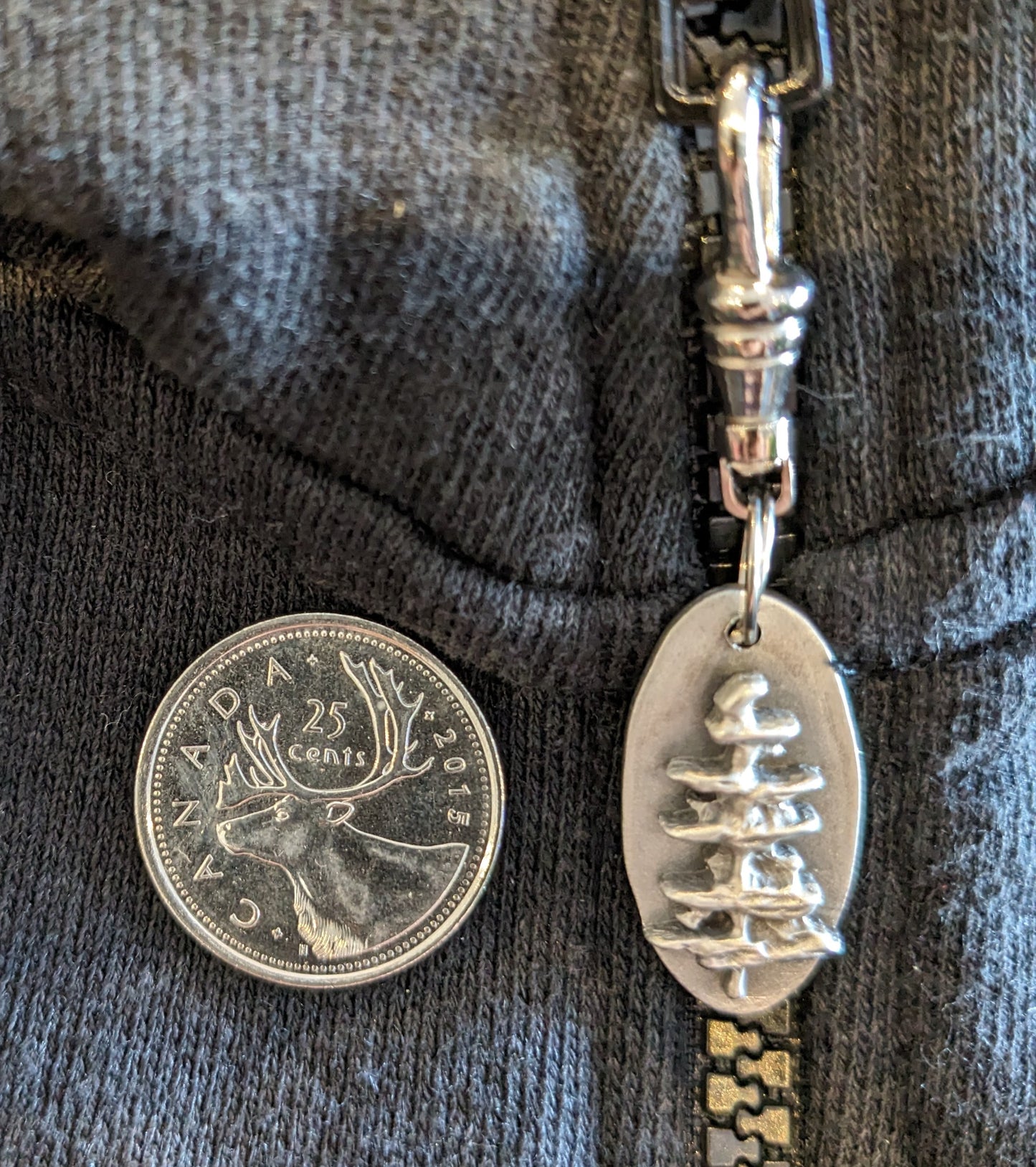 Zipper Pull - Pewter Small Town Natural Spruce Tree