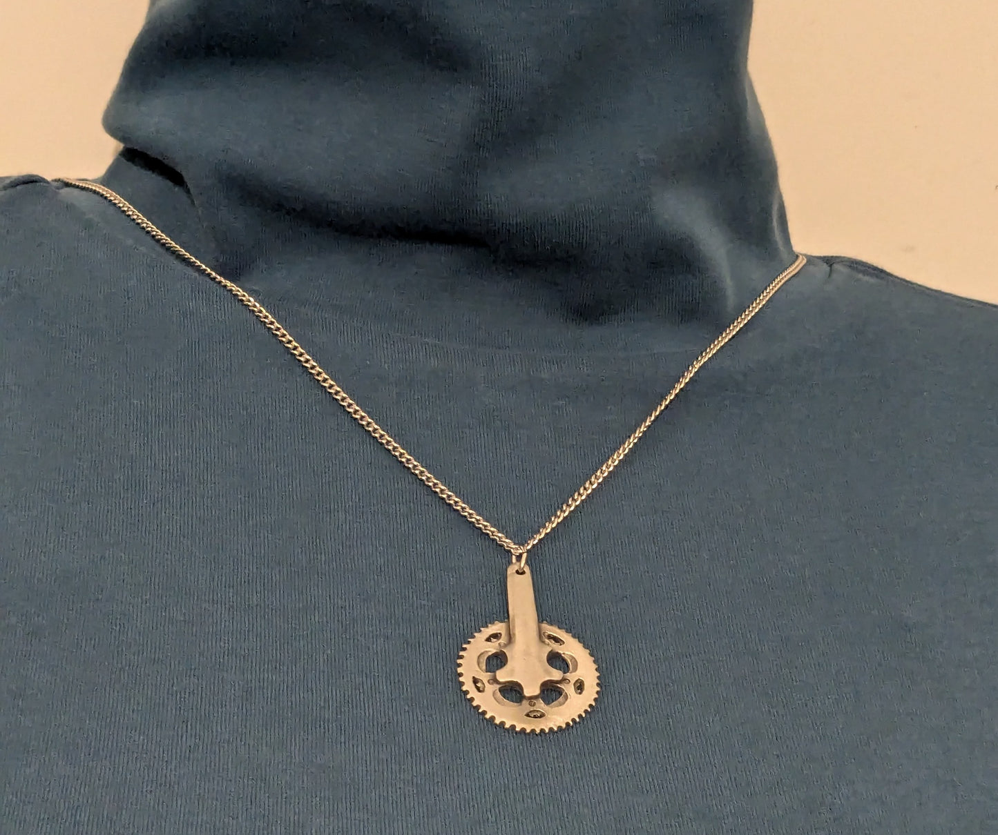 Necklace Pewter Chain Ring- cycling pendent