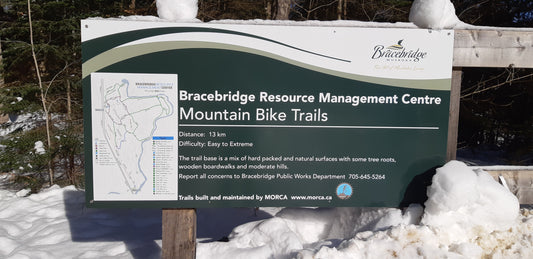 Bracebridge Resource Management Centre sign for mtb trails