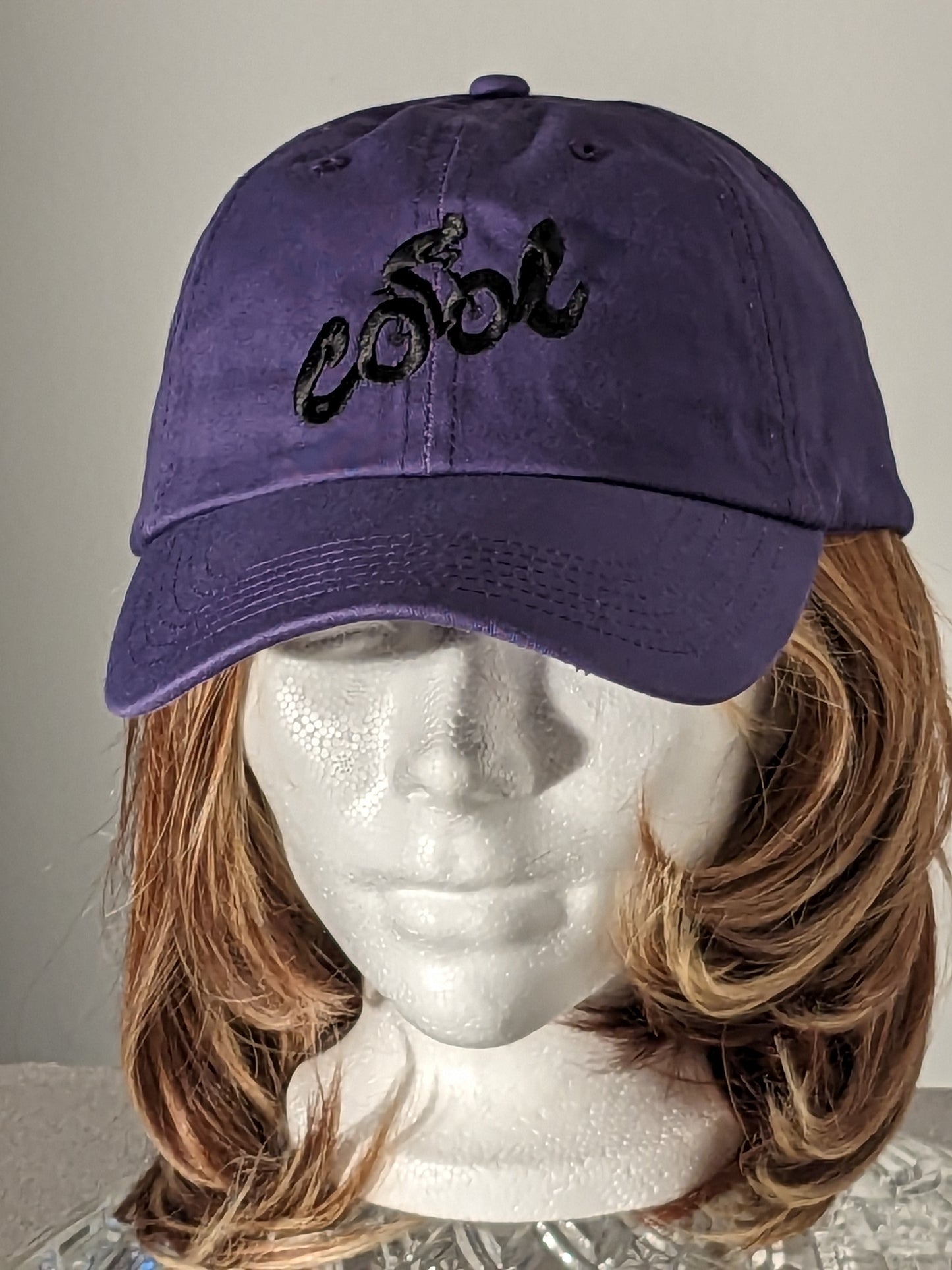 Cool Cycle Embroidered Hat 100% Cotton Regular curved peak colour  = grape purple embroidery= black