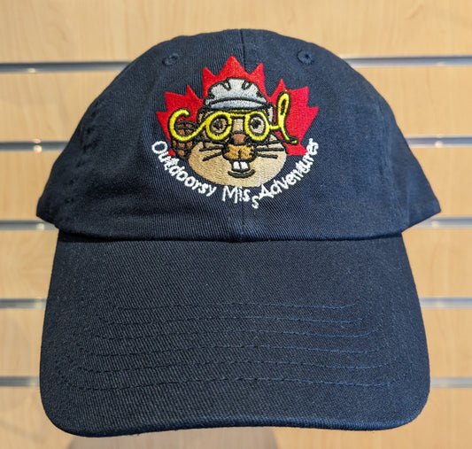 Hat 100% Cotton Outdoorsy Miss Adventures with beaver graphic reg curved peak