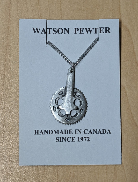 Necklace Pewter Chain Ring- cycling pendent