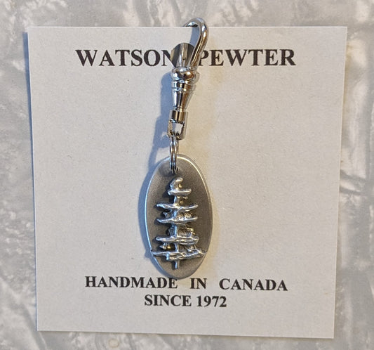 Zipper Pull - Pewter Small Town Natural Spruce Tree
