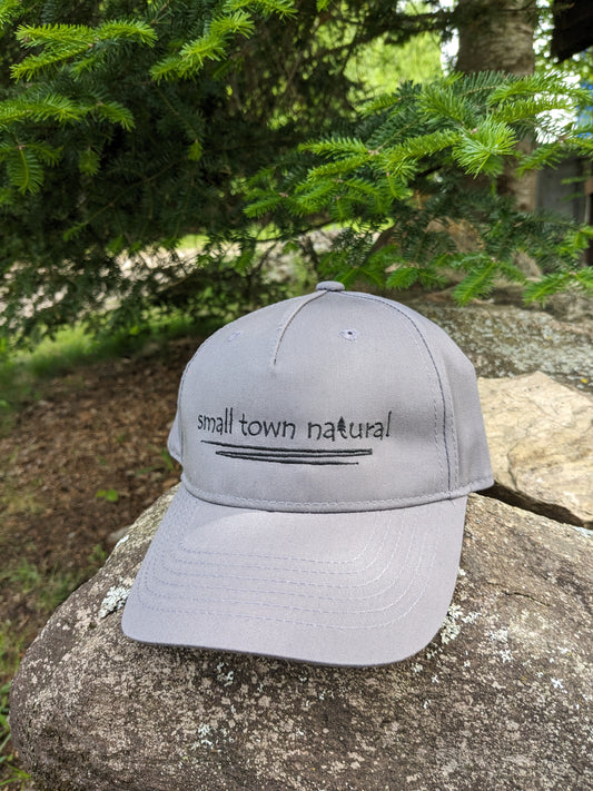 Hat 100% Cotton Small Town Natural medium grey reg curved peak