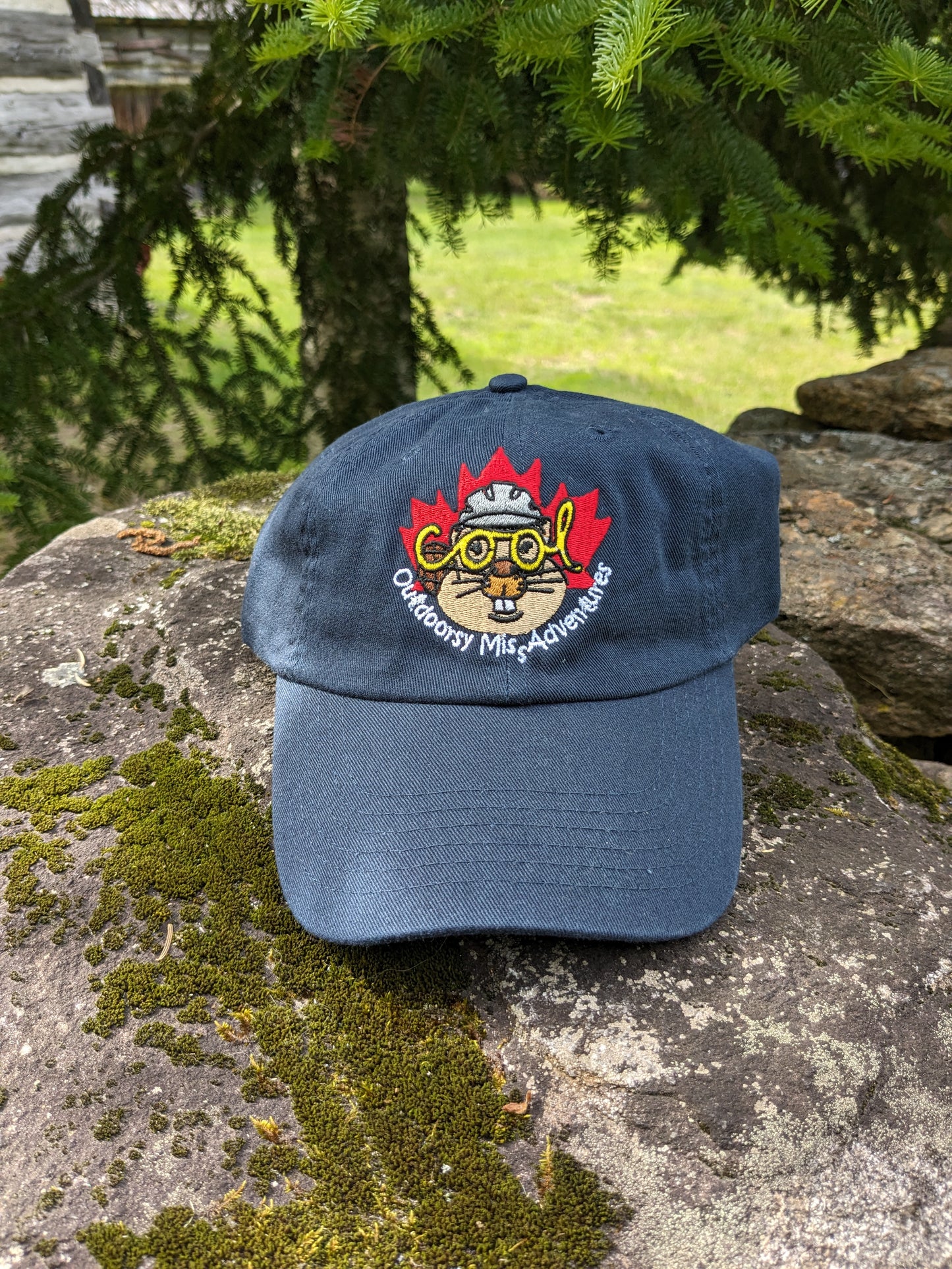 Hat 100% Cotton Outdoorsy Miss Adventures with Canadian beaver graphic reg curved peak